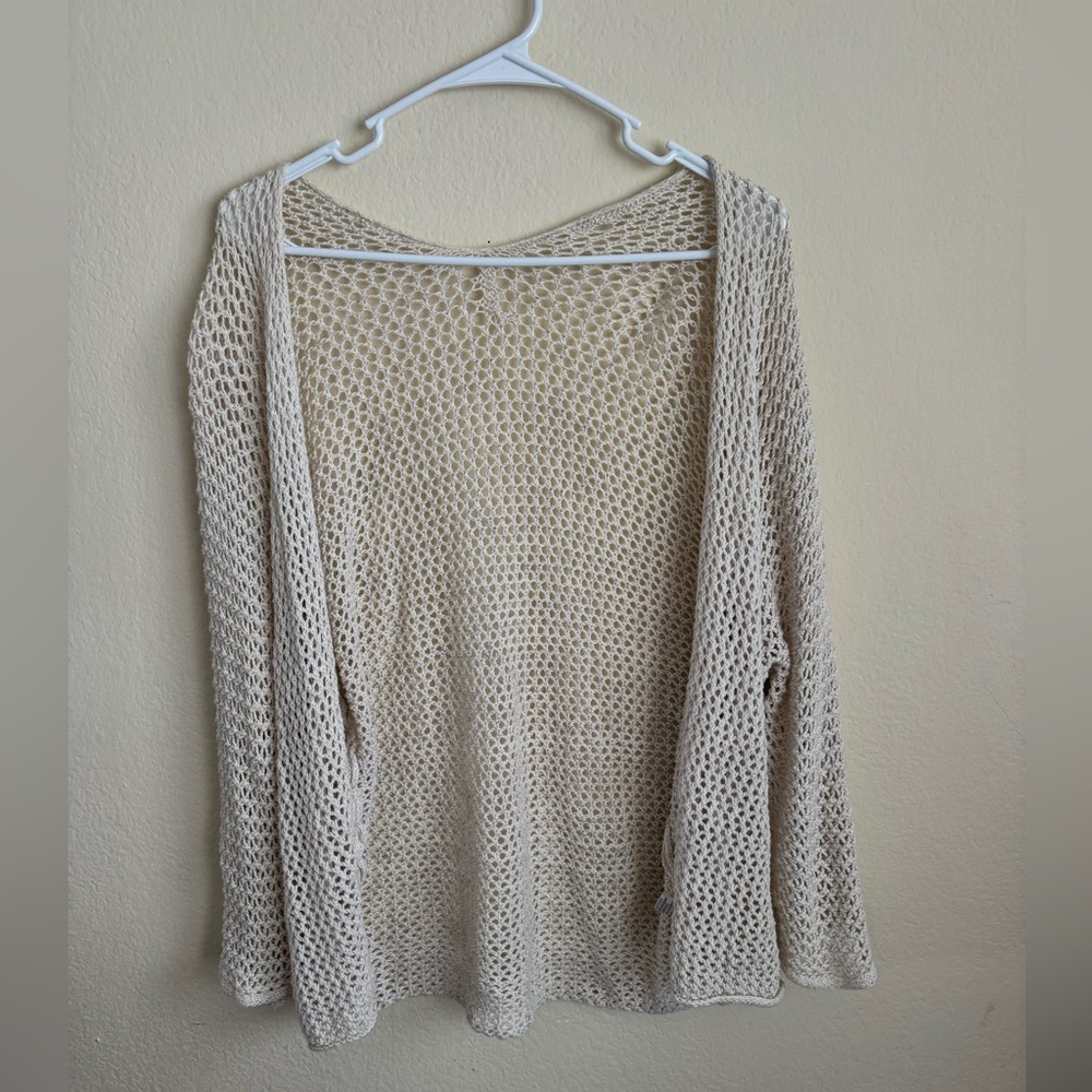 Beige Brandy Melville Open Knit Crochet Cardigan